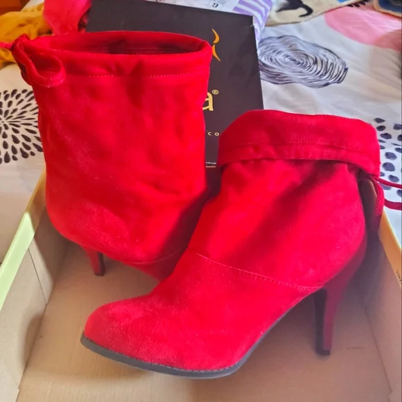 Diba Shoes Diba Red High Heeled Ankle Boots Size Poshmark